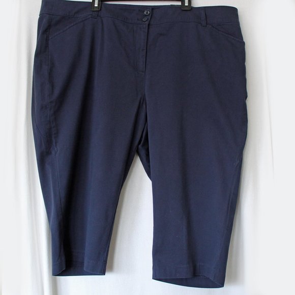 Lane Bryant Navy Blue Pedal Pusher Cropped Capri Pants 24 24W Plus Size Stretch - Picture 1 of 5